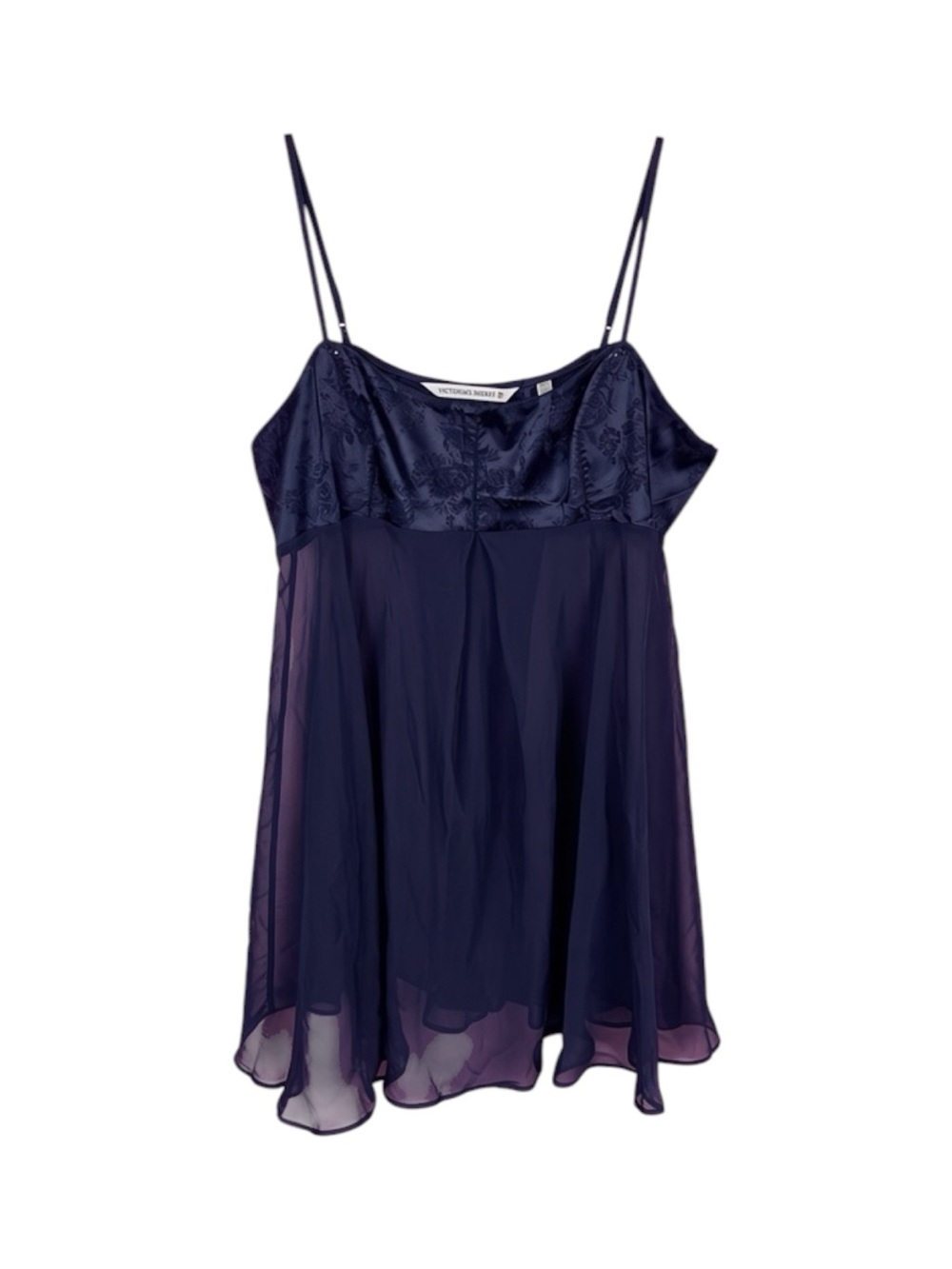 Vintage 90s Victoria’s Secret Mesh Lace Babydoll Cami Large Navy Floral